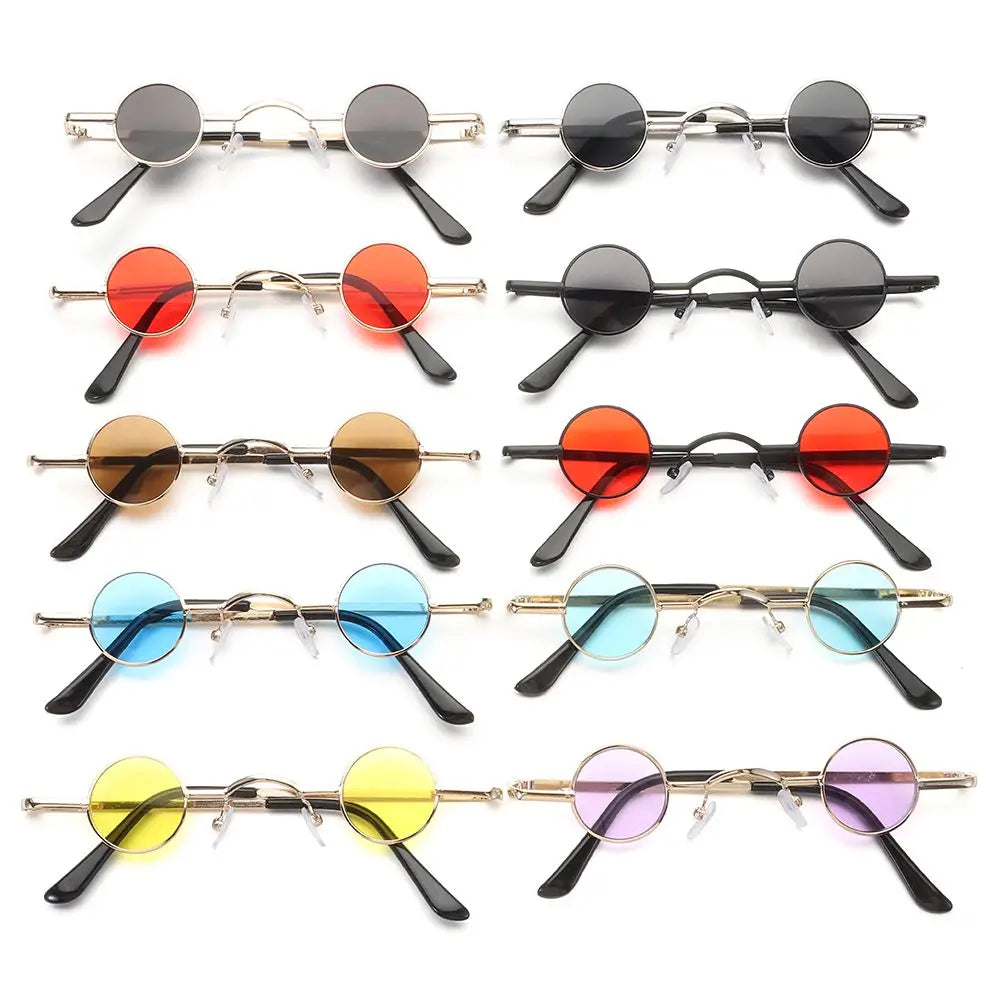 Retro Candy Color Metal Frame Punk Small Round Sunglasses Sun Glasses Shades Zpaxo