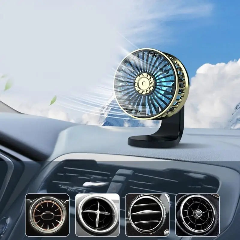 Y1UB Vehicle USB Fan Electric Car Dashboard Mounted 3 Speed 360