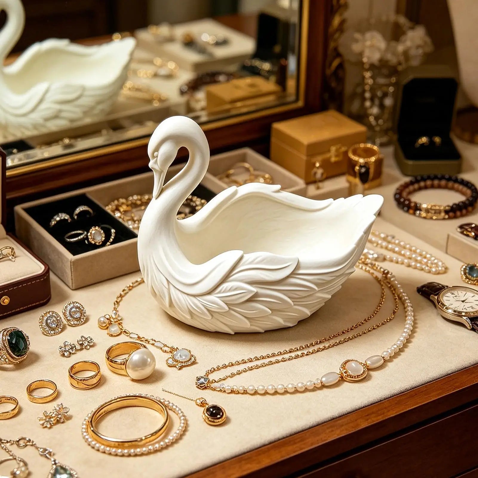 Entryway Bowl Multifunctional Elegant Swan Organizer Key Wallet