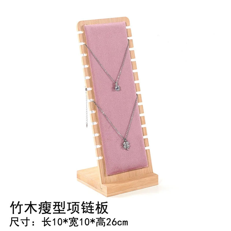 Wood Jewelry Display Stand – Necklace, Bracelet & Anklet Rack Jewelry Display Stand Zpaxo Pink