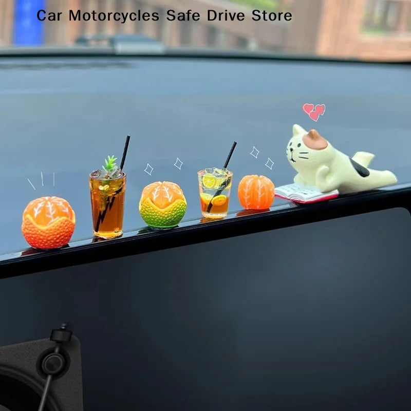 CM1 Mini Lemon Tea Coffee Action Figure Auto Dashboard Ornaments Cute