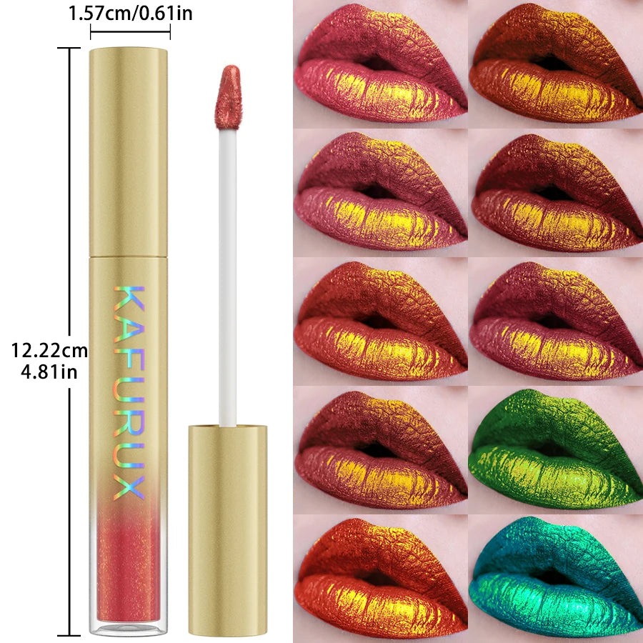 14 Colors Bold Intense Glitter Metallic Lip Gloss Pearlescent Tint