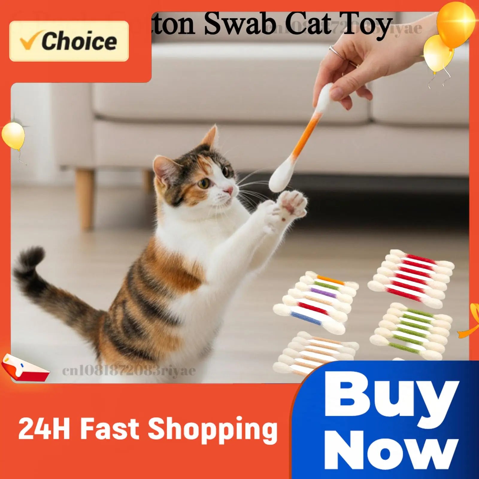 Creative Large Cotton Swab Shaped Catnip Toy 6-pcs Giant Kitten