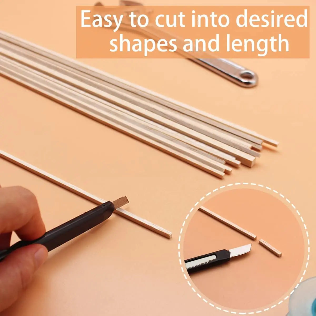 20/50pcs Square Wood Sticks,Natural Wooden Dowels, Unfinished Hardwood Sticks for Crafts DIY Supplies House Airplane Ship Models Zpaxo