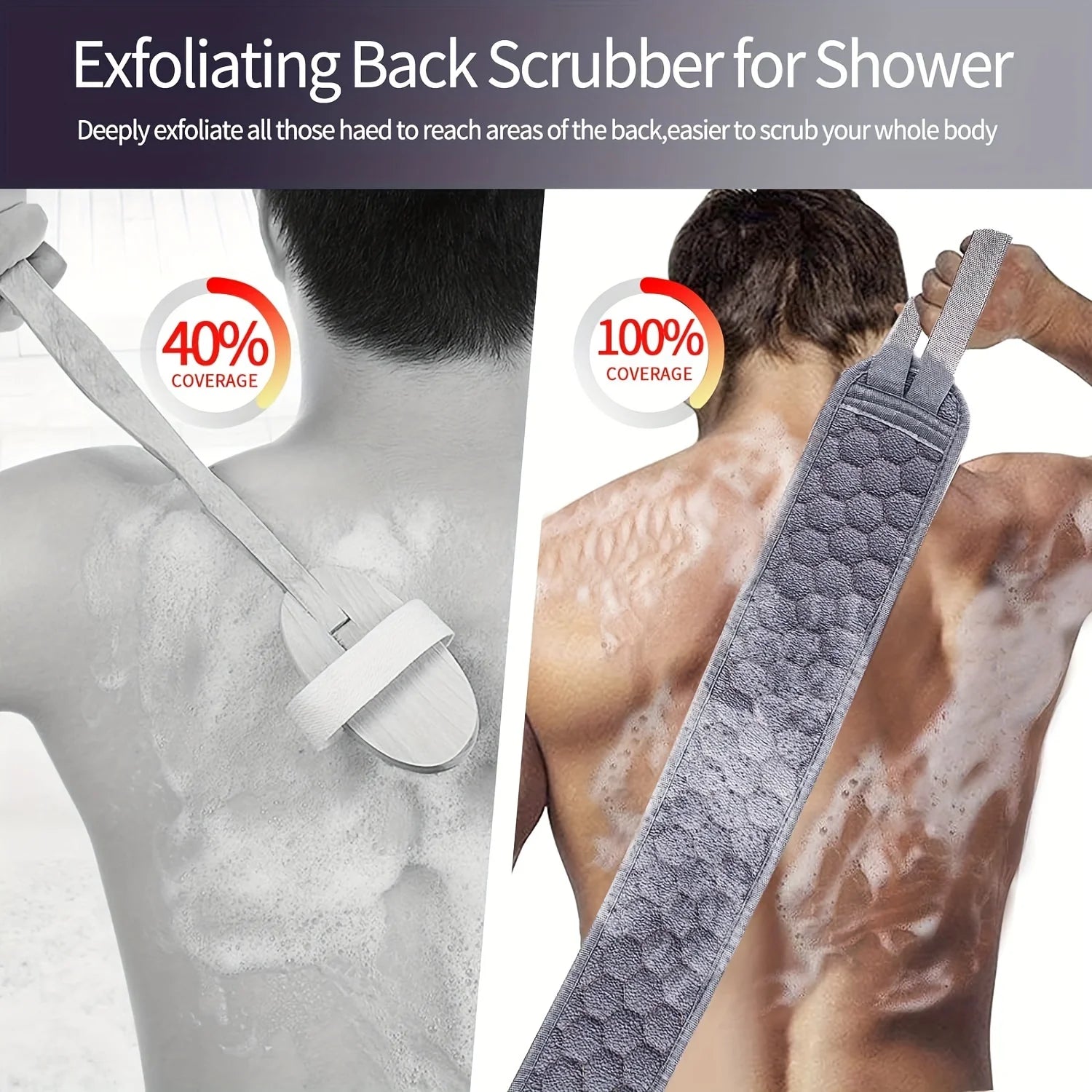 Exfoliating Body Scrubber Back Bath Glove Shower Loofah Sponge Deep