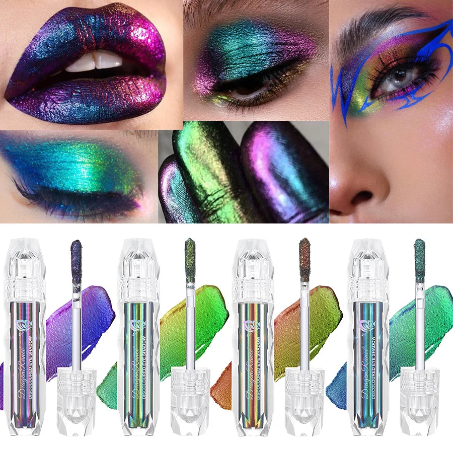 Chameleon Metal Lip Gloss Liquid Lipstick Brightening Long-Lasting Lip Gloss Multi-Color Long-Lasting Moisturizing Non-Stick Cup Zpaxo