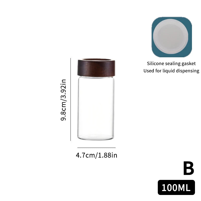 CMMini Wood Lid Coffee Beans Storage Container Tube Kitchen Sealed Zpaxo 100ML B