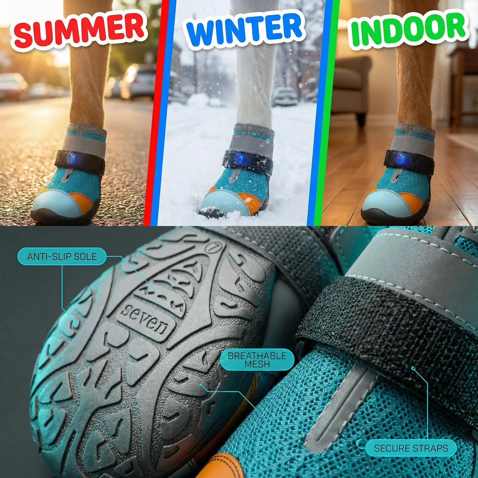 Cat Light Up Shoes Breathable Anti-Slip Pet Supplies LED Puppy Shoes For Small Dogs For Puppy Kitten Summer Outdoor Night Walks Zpaxo
