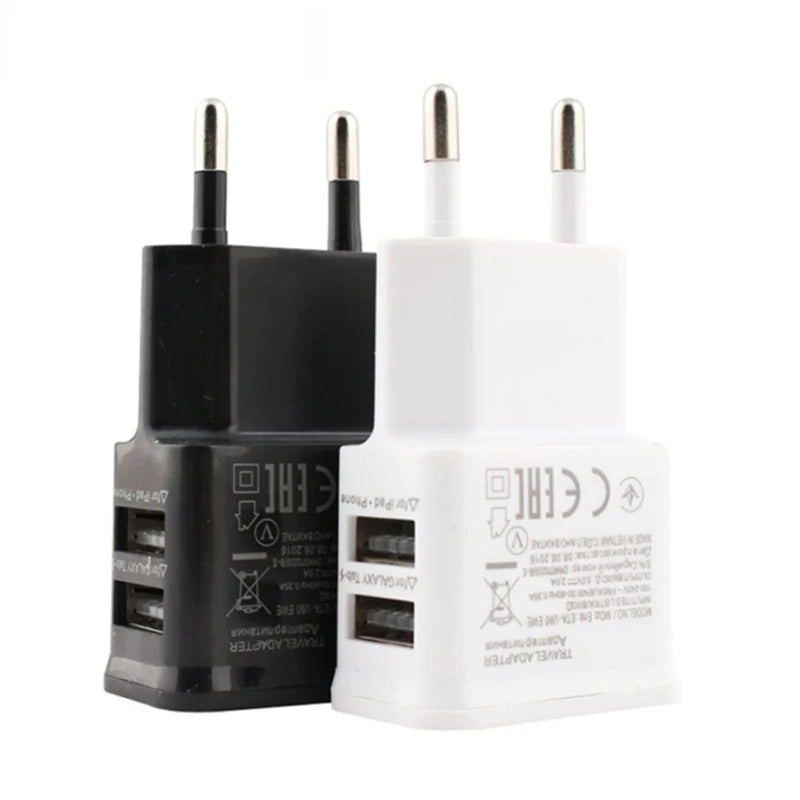 5V 2A USB Charger Dual USB Chargers Cell Phone EU Plug Power Adapter Wall Charging for Samsung Xiaomi Huawei Phone Power Adapter Zpaxo