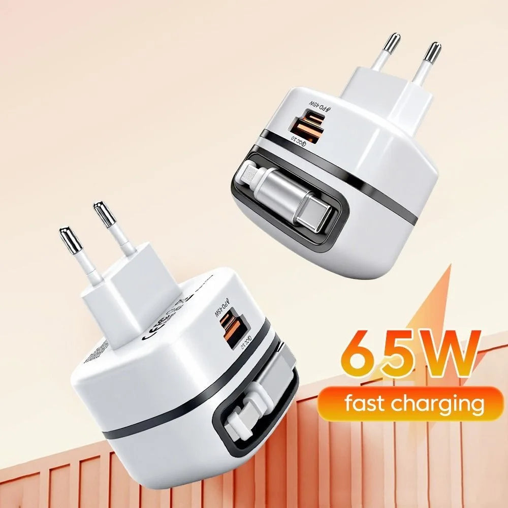 Foldable Foot 65W Fast Charger EU UK US Plug Compact Portable Mini Zpaxo
