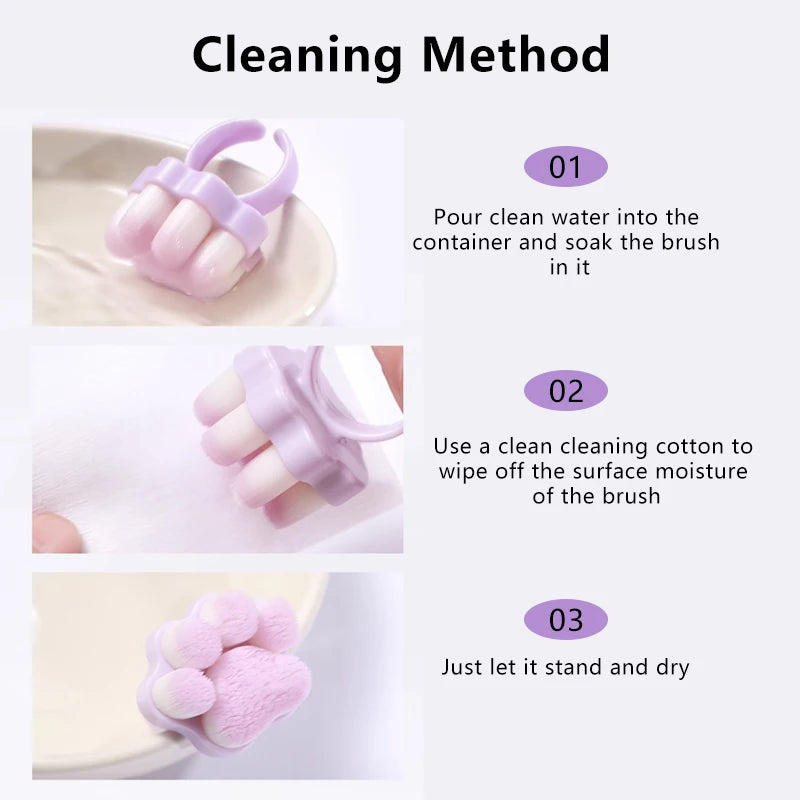 New Cat's Paw Manicure Dust Clean Brush Finger Ring Duster Blush Powder Brushes Soft Hair Nail Polish Powder Dusting Tools Zpaxo