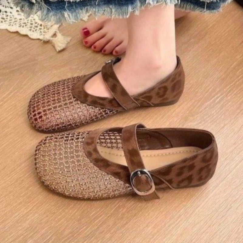 Spring Autumn Women's Hollow Out Breathable Comfortable Single Shoes Zpaxo Brown 40