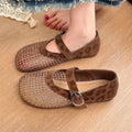 Spring Autumn Women's Hollow Out Breathable Comfortable Single Shoes Zpaxo Brown 40