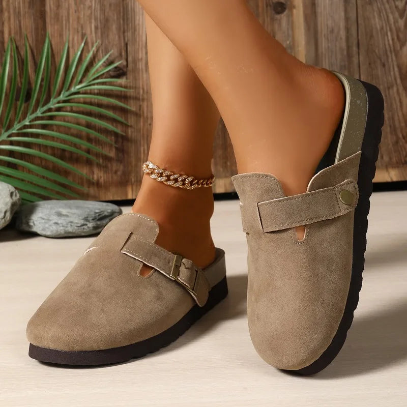 Summer 2026 Round Closed Toe Women's Vintage Comfortable Mid Heel Zpaxo