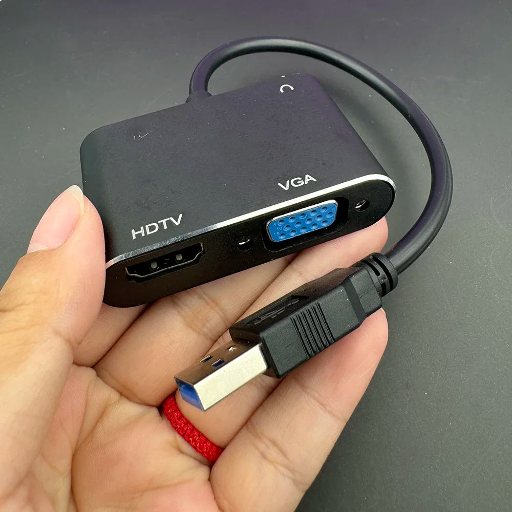 1080P Video Audio USB3.0 to HDMI-Compatible VGA Converter for Computer to Projector TV Monitor Extend Screen HD VGA Cable Zpaxo