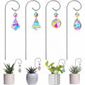 4-Pack AB Crystal Suncatchers with Stakes – Plant Pot Decor Garden Suncatcher Set Zpaxo Silver