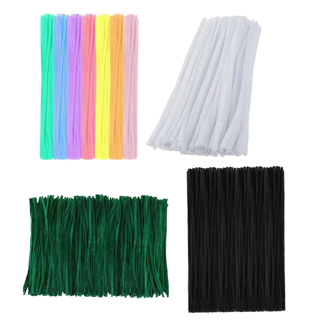 100Pcs Plush Chenille Stems 6mm x 12inch Flexible Pipe Cleaners Kids Educational Toy for Art Projects Decorations DIY Crafts Zpaxo