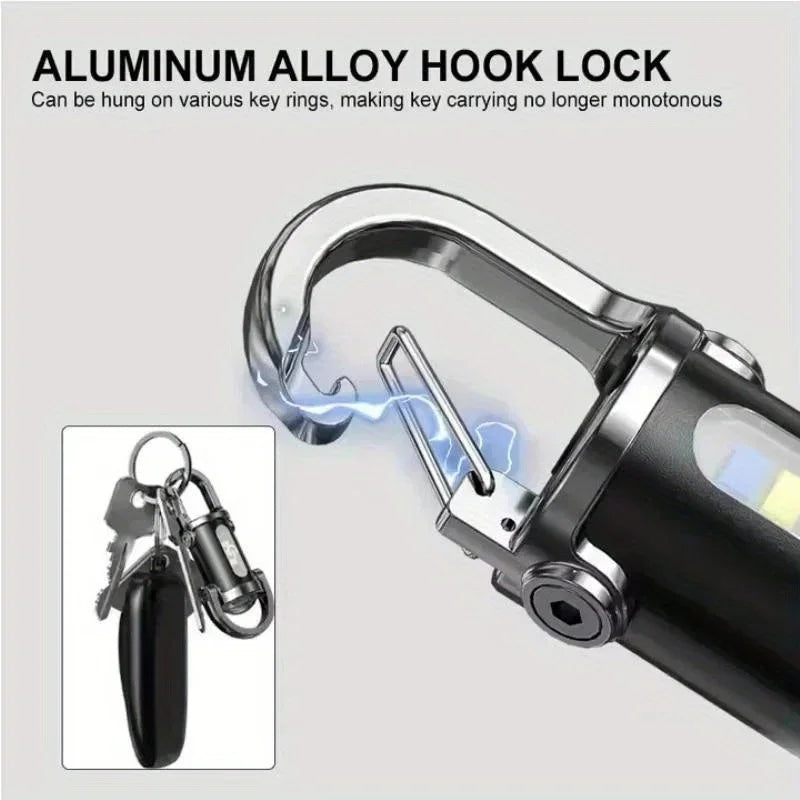 Mini COB LED Keychain Flashlight – USB-C Rechargeable, 6 Modes Keychain Flashlight Zpaxo