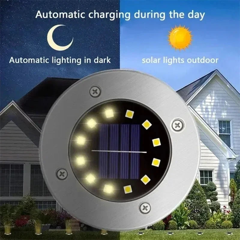 4-Pack Solar Disk Ground Lights – LED Garden Buried Lamps