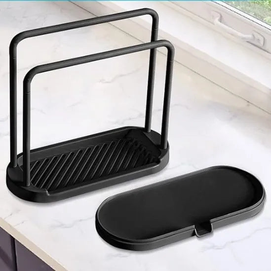 Sink Sponge & Rag Drain Rack – Kitchen Storage Basket Sink Storage Rack Zpaxo Black 1pc