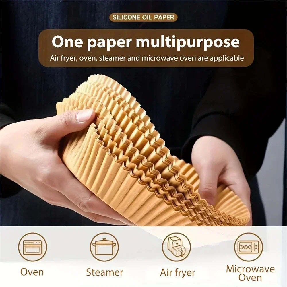 Air Fryer Disposable Paper Air Fryer Accessories Square Round Oil-proof Liner Non-Stick Mat for Kitchen Oven Baking Zpaxo