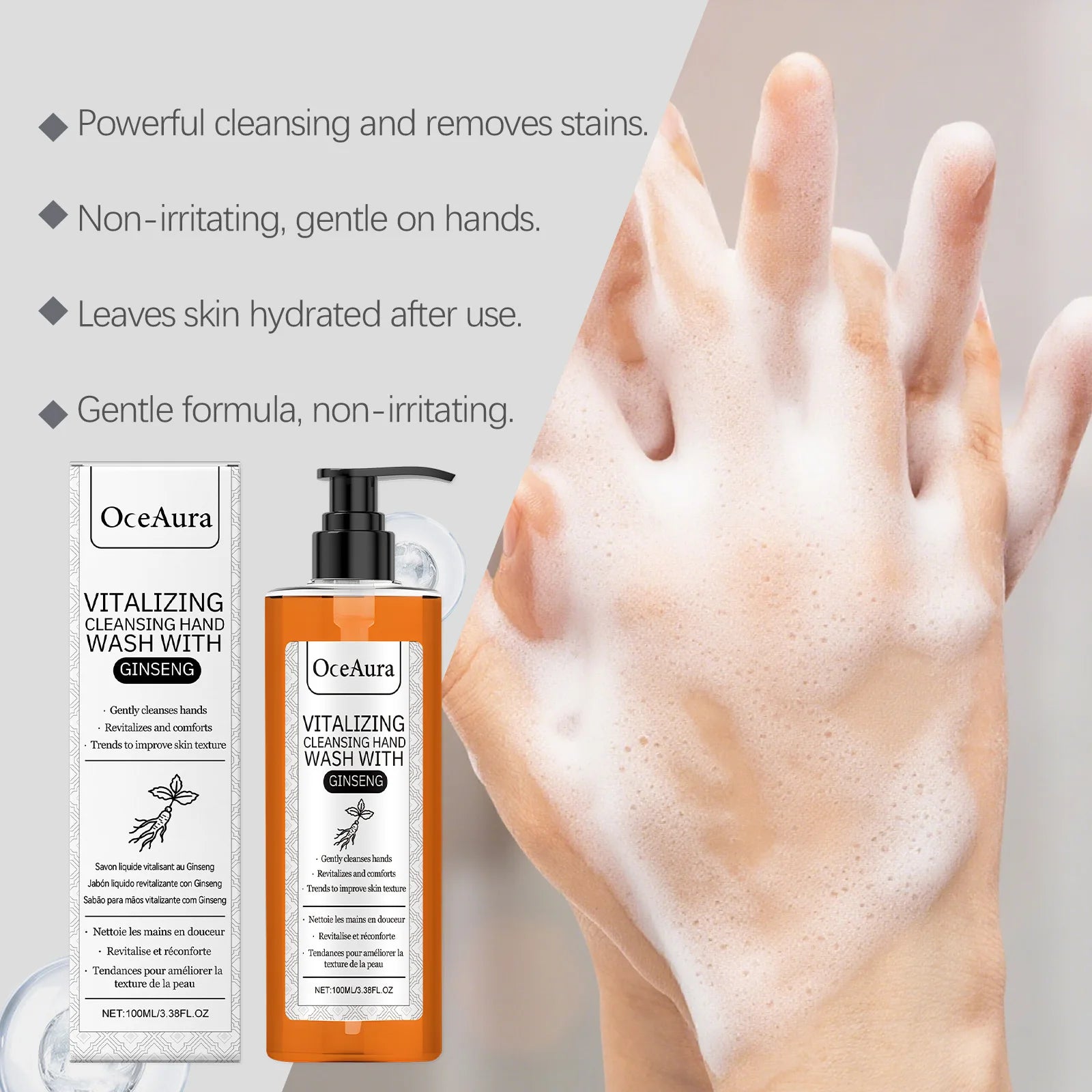 OceAura Ginseng Hand Wash – Moisturizing & Brightening 100ml Liquid Hand Wash Zpaxo