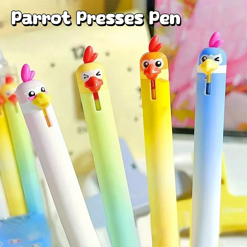 4Pcs 0.5mm Black Quick Dry Parrot Pen Creative Bird Style Writing Pen Smooth Writing Gel Ink Pen Office Supplies Zpaxo