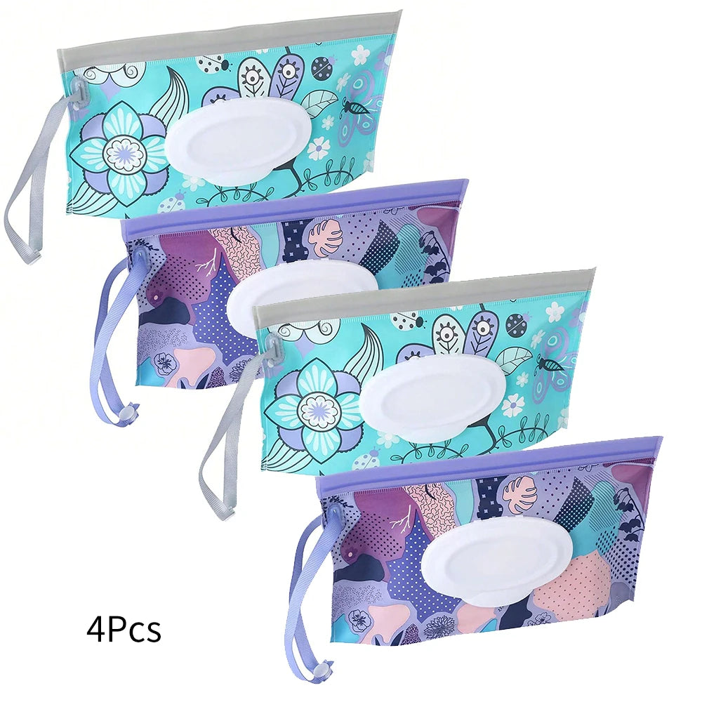 1/2/3/4Pcs Portable Wet Wipes Box Baby Wipe Dispenser Travel Refillable Wet Wipe Container Zpaxo 2 Blue and 2 Purple