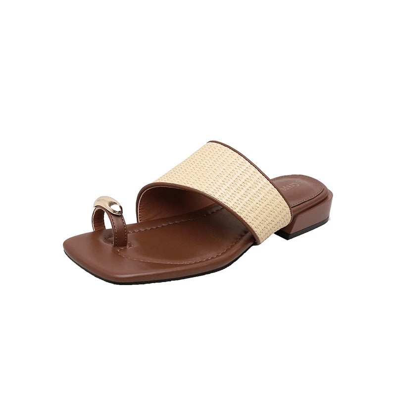 Flat Sandals Summer Outdoor Wear Single Strap French Retro Roman Zpaxo