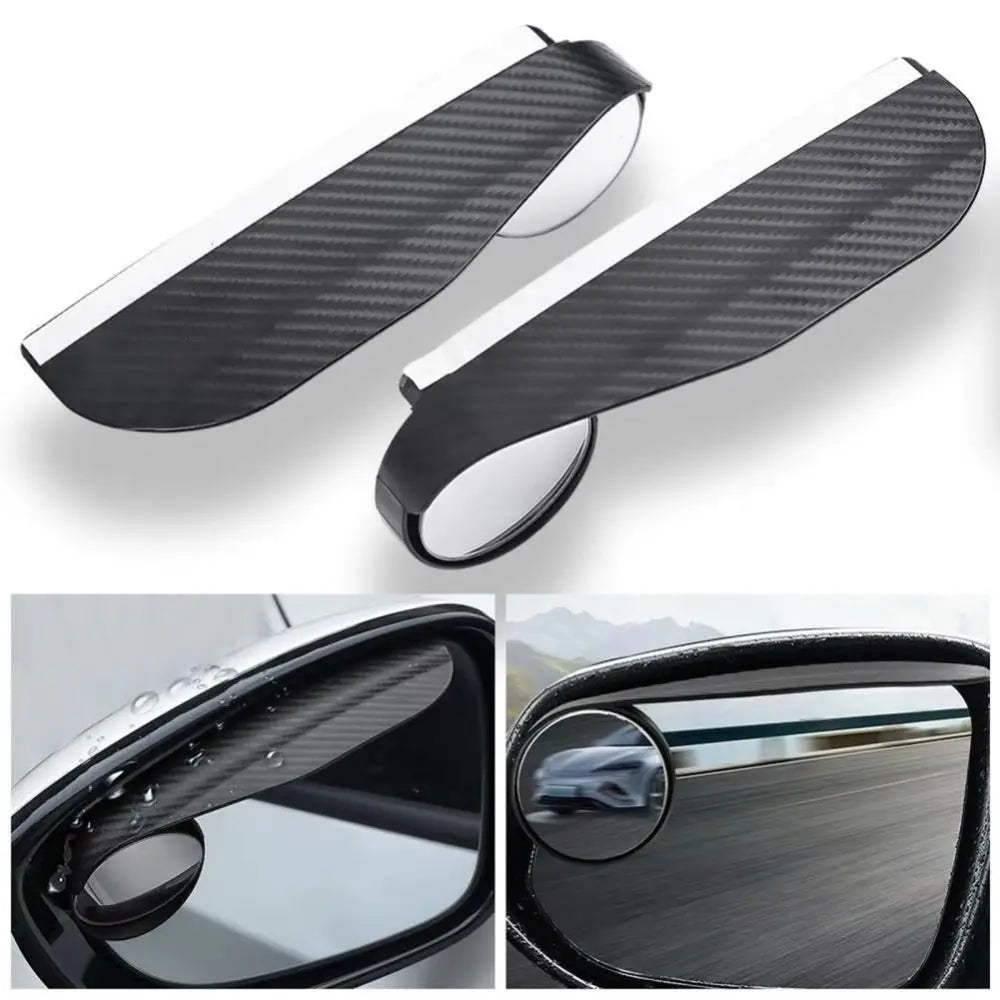 Carbon Fiber Blind Spot Mirror Small Round Mirror 360 Degrees Rearview Mirror Extended Field of View Multi-Function Rain Eyebrow Zpaxo