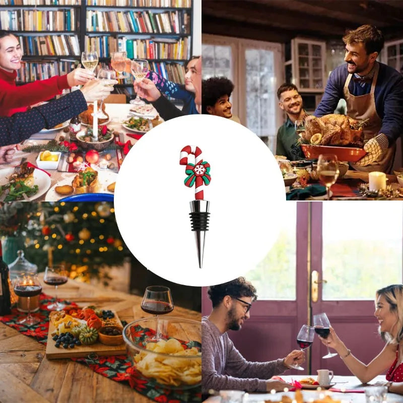 PVC Christmas Wine Stopper, Green Christmas Tree, Snowman Cane, Sugar Deer, Santa Claus Wreath, Red Wine Stopper, Glass Bottle Y Zpaxo