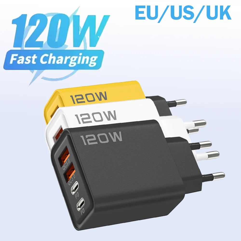 4 in 1 USB Fast Charger Total 120W PD Type C Charger Fast Charging USB Power Adapter For Universal USB electronic equipment Zpaxo