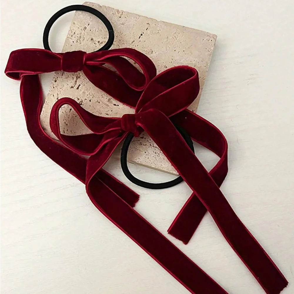 2/8pcs Fashion Black Velvet Bow Hair Ties for Women Girls Party Hair Accessories Zpaxo