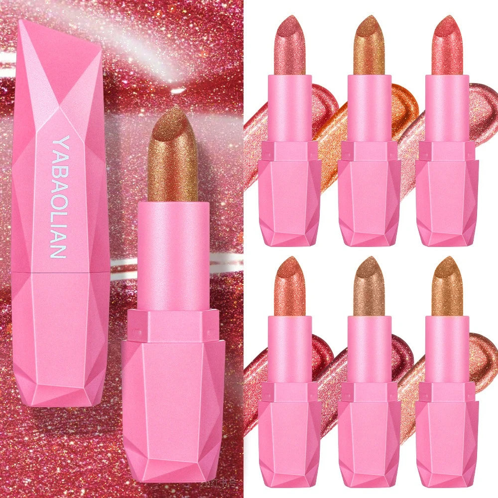 6 Colors Quicksand Golden Lipstick Fine Glitter Moisturizing Silky Zpaxo