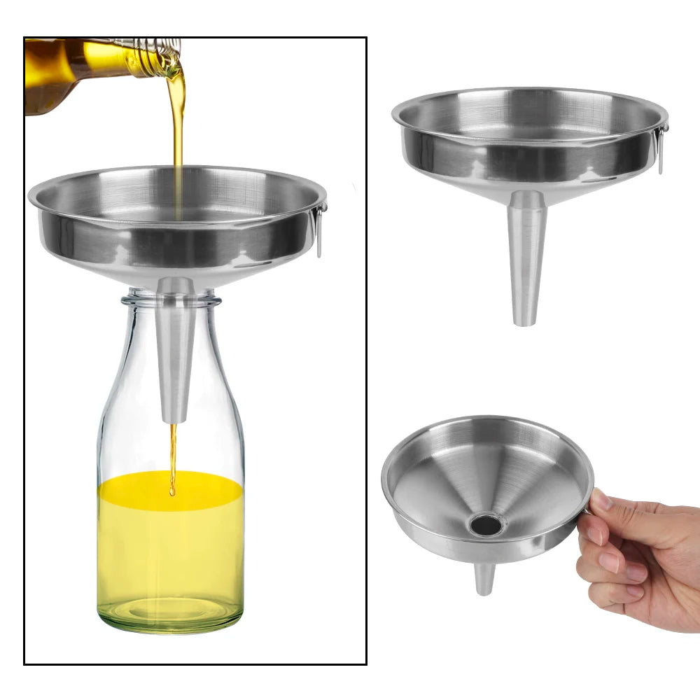 Wide Mouth Funnels For Canning Kitchen Tools Bar Wine Beer Oil Flask Funnel Stainless Steel Kitchen Accessories Metal Funnel Zpaxo