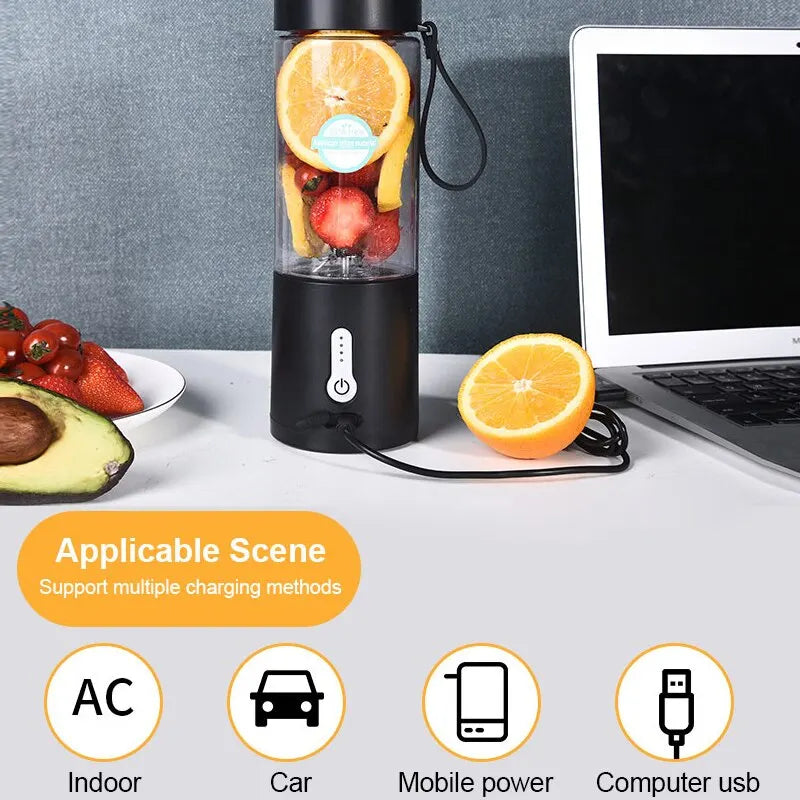 530ML Powerful Portable Blender for Smoothies Shakes USB Rechargeable Food Processor Fruit Mixer Machine Mini Juicer Blender Cup Zpaxo
