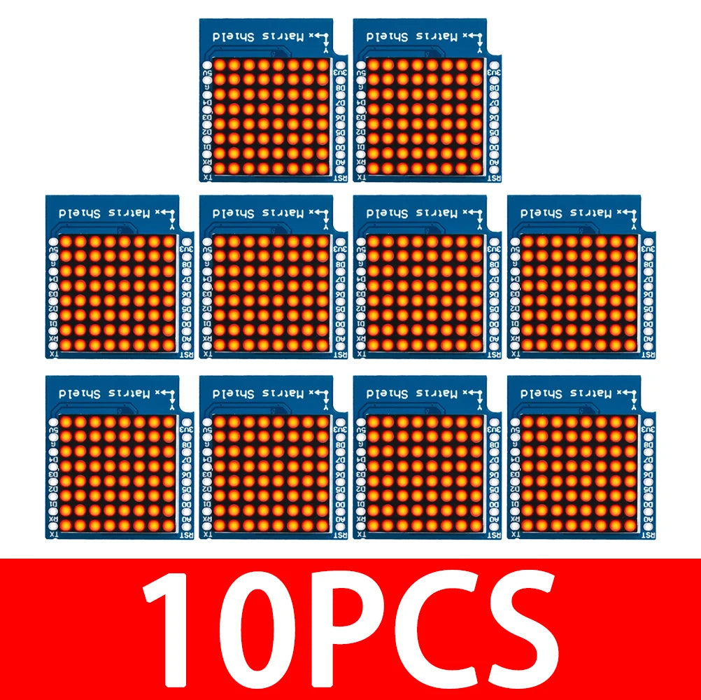Matrix LED Shield V1.0.0 for WEMOS D1 mini 8x8 Matrix Dot Matrix LED Zpaxo 10pcs