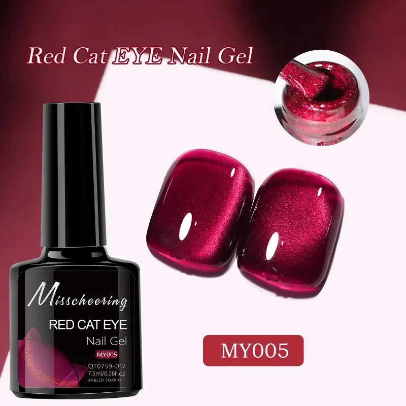 Red Ruby Cat Eye Magnetic Gel Nail Polish Cherry Art DIY Sparking Zpaxo 05