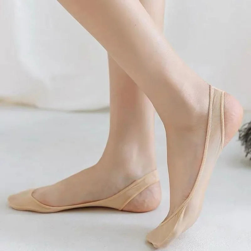 2 Pairs Ultra-thin Ice Silk Boat Socks Forefoot Pad Shallow Non-slip