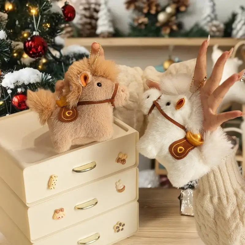 Women's Plush Horse Keychain Bag Car Pendant Jewelry Year Decoration Zpaxo
