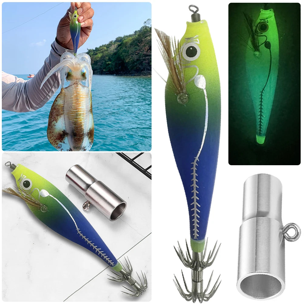 Luminous Fishing Lure Bionic Shrimp Baits Glow Dark Squid Jigs