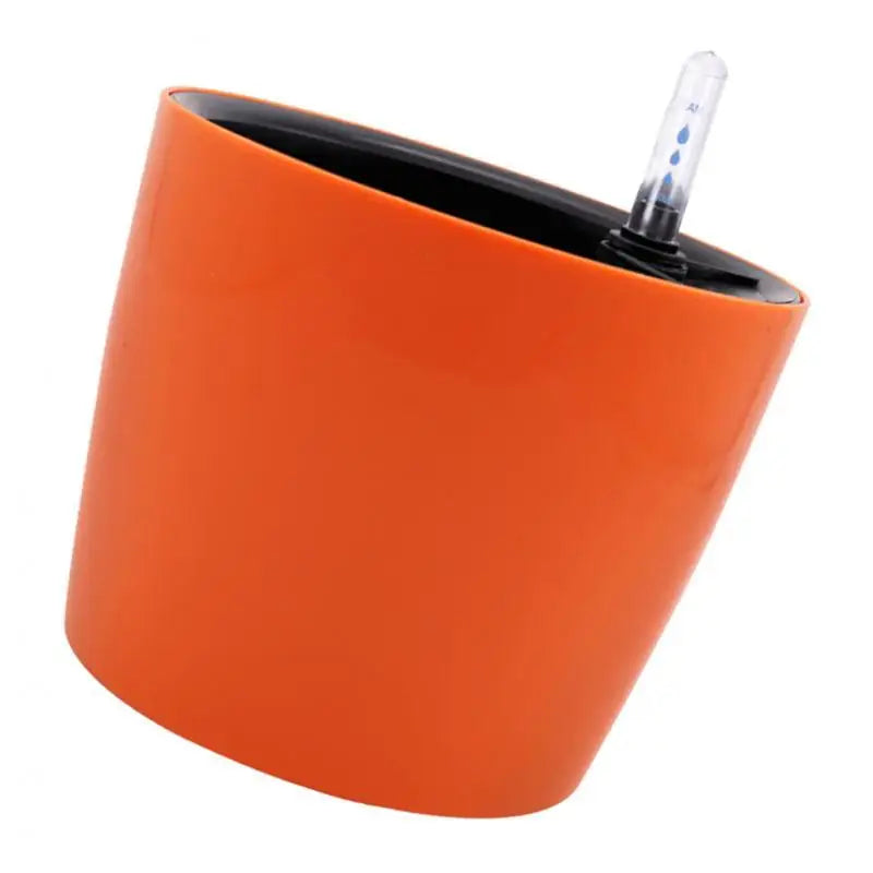 Round Self-watering Plant Flower Pot Water Level Indicator Plastic Zpaxo Orange