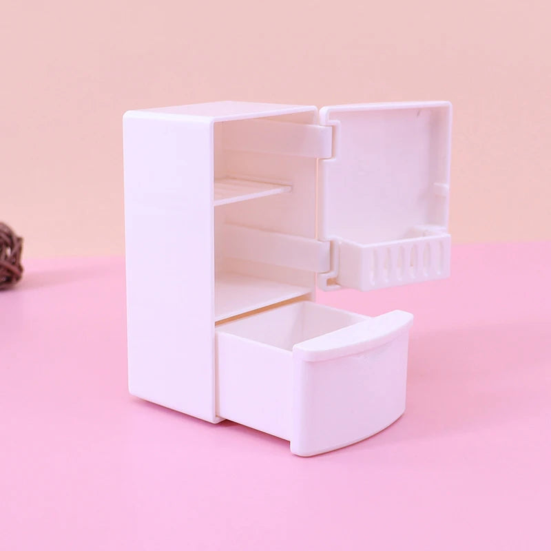 Mini 1 12 Dollhouse Kitchen Furniture White Refrigerator Food Unique Zpaxo