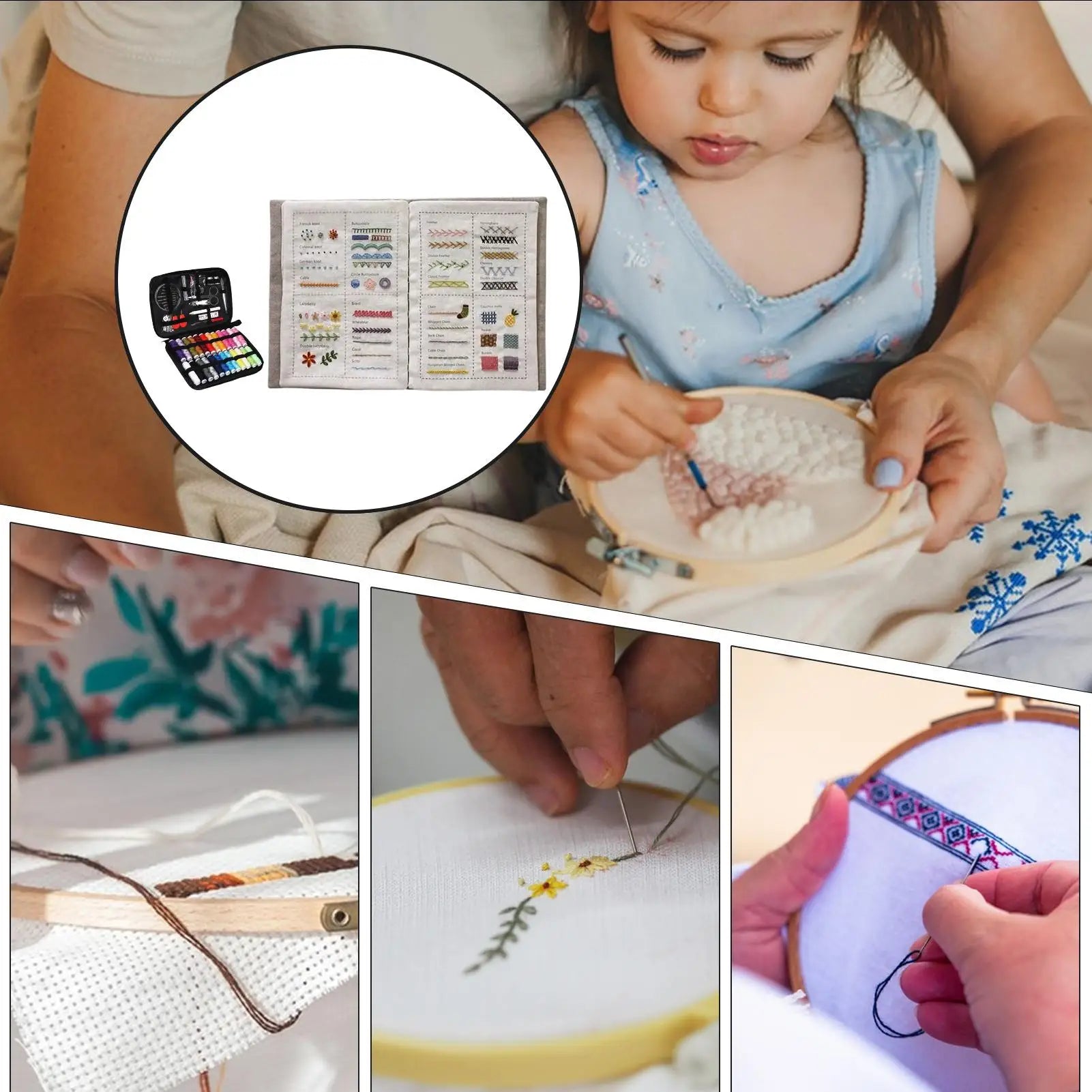 Embroidery Stitches Book Needle Threader Step Guide Visual Learning