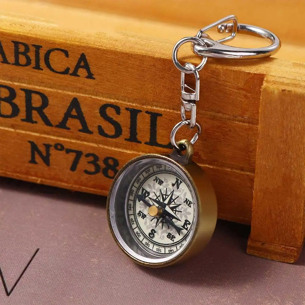 Quality Trekking Portable Keychain Travel Gift Zinc Alloy Vintage Pendant Pocket Compass Camping Compass Mini Compass Key Ring Zpaxo