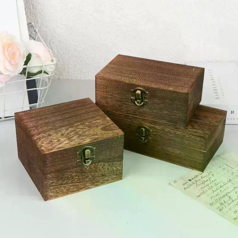 Rectangular Wooden Storage Box Retro Jewelry Desktop Home Decoration Zpaxo