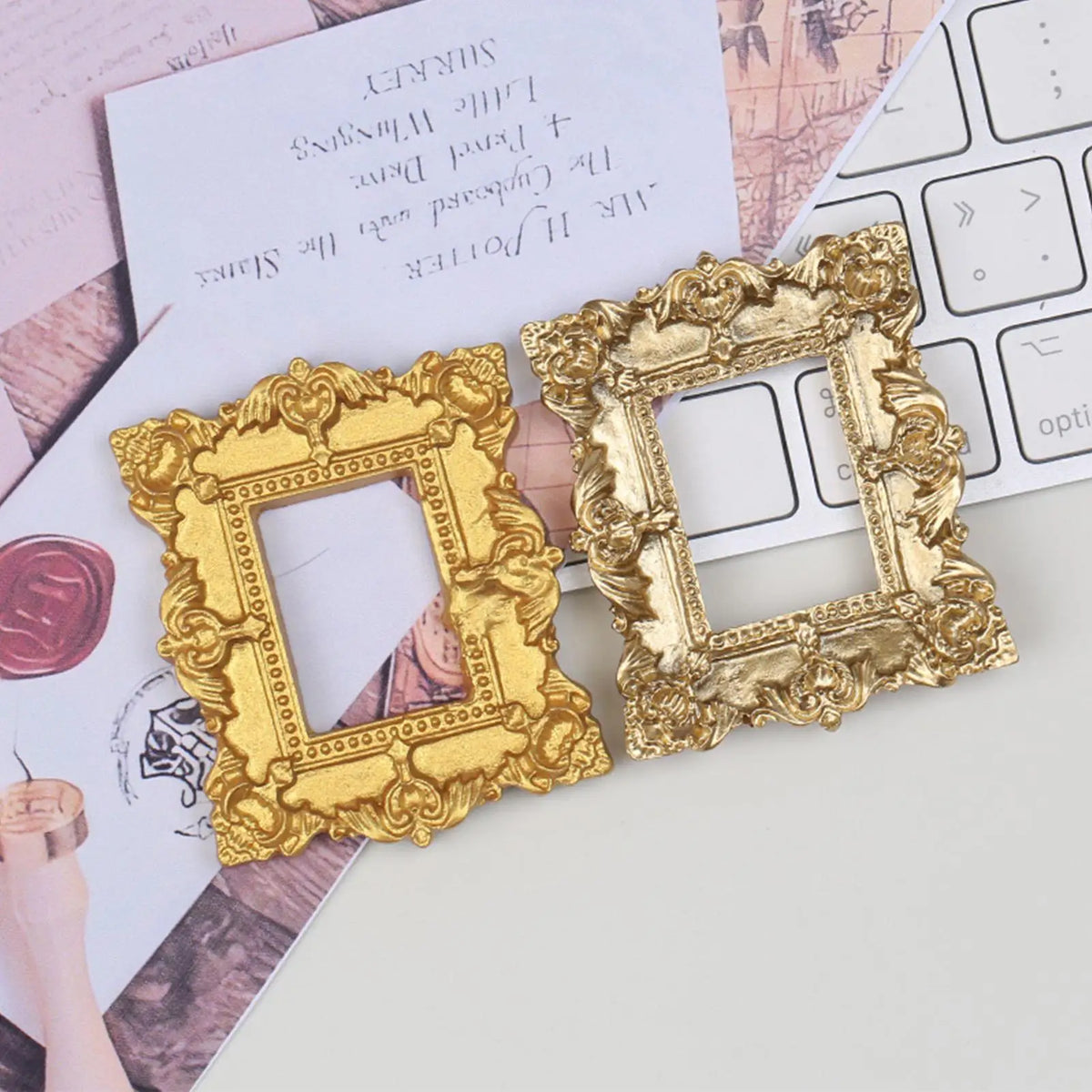 Mini Photo Frames Small Gold Picture Vintage Tabletop Desktop Decor Zpaxo