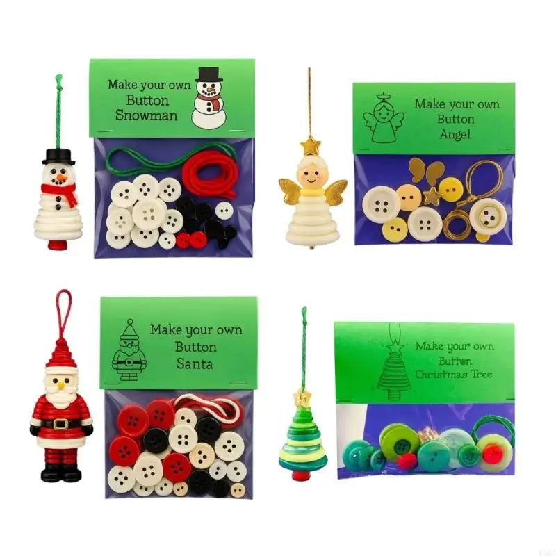 Holiday Button Decors Making Complete Christmas Craft Activity All