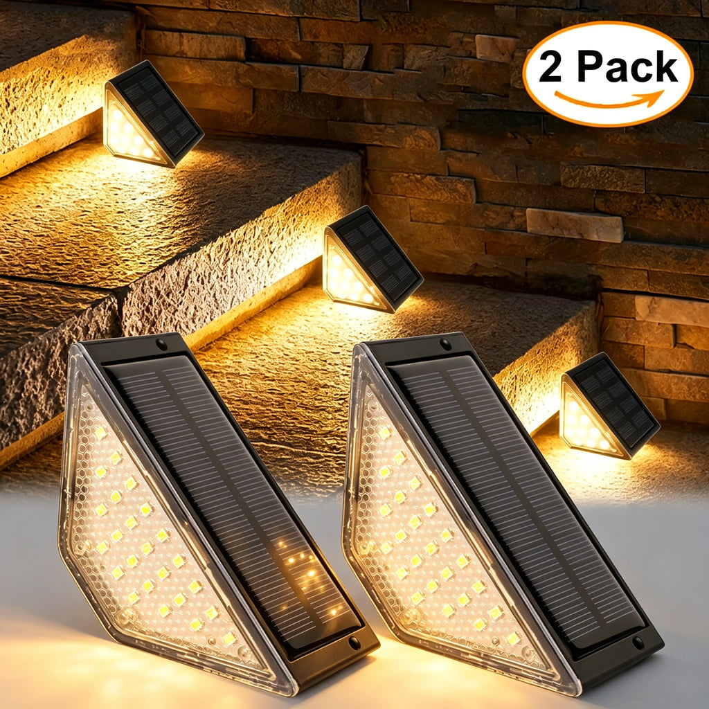 2-Pack Solar LED Step Lights – Waterproof Outdoor Stair Lights Solar Step Lights Zpaxo