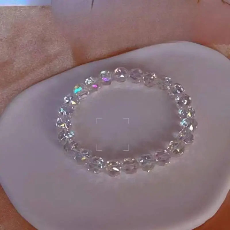 Iridescent Crystal Beaded Bracelet for Women – Sparkly Glass